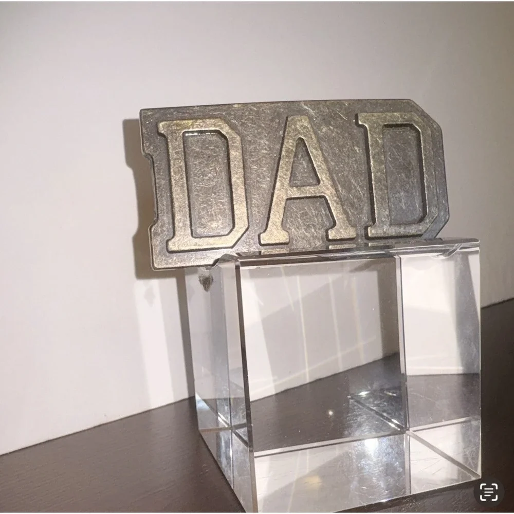 Vintage DAD‎ Belt Buckle 3x2 Metal Raised Letters Fits 1.5